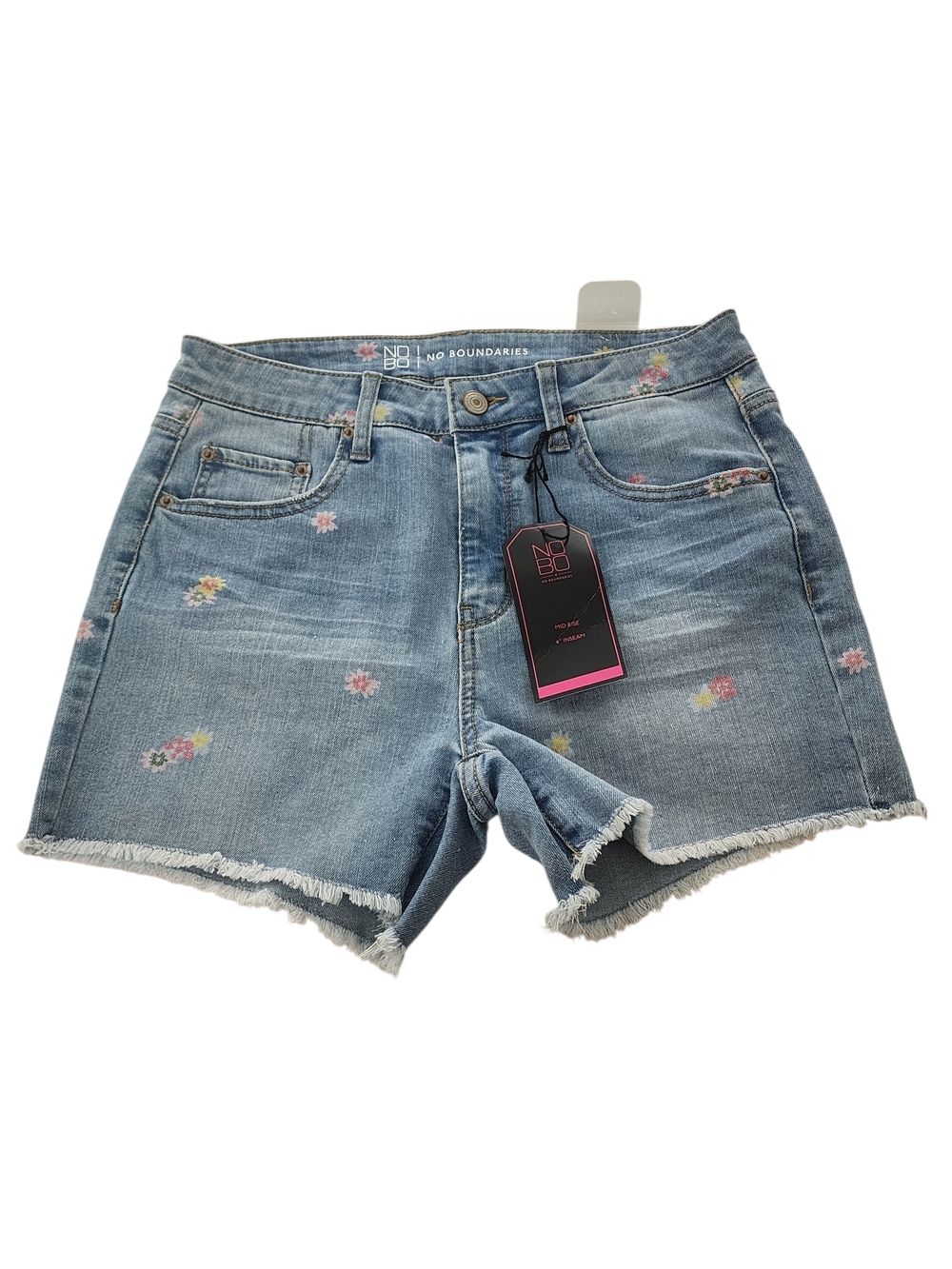No Boundaries Light Blue Denim Shorts with Pink & Yellow Floral Prints